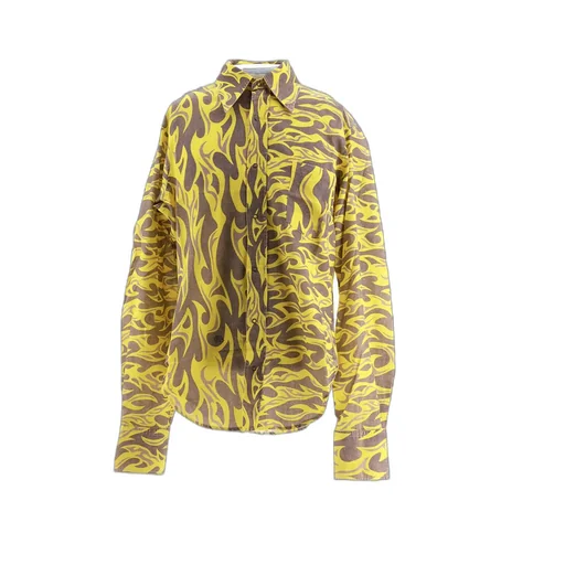 Flame-Print Canvas Shirt