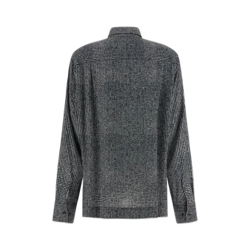 Houndstooth-Pattern Long Sleeved Shirt