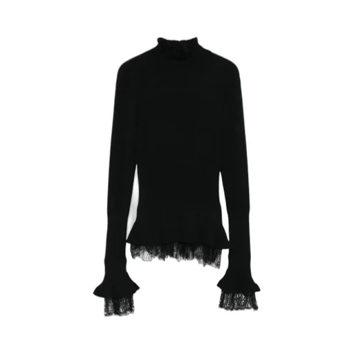 Lace-Trimmed Ruffled Sweater