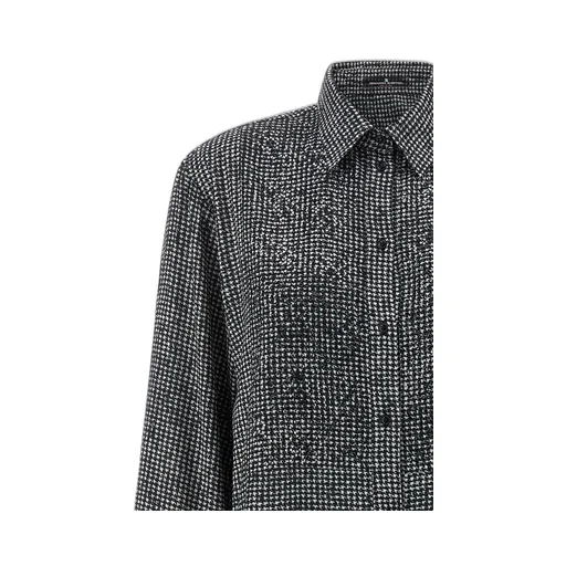 Houndstooth-Pattern Long Sleeved Shirt