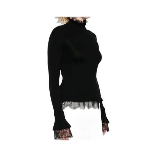 Lace-Trimmed Ruffled Sweater