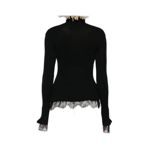 Lace-Trimmed Ruffled Sweater