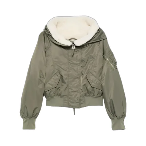 Logo Embroidered Hooded Bomber Jacket