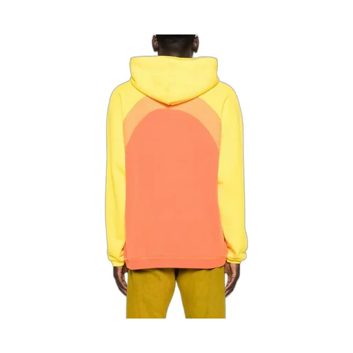 Rainbow Knit-Panelled Drawstring Hoodie
