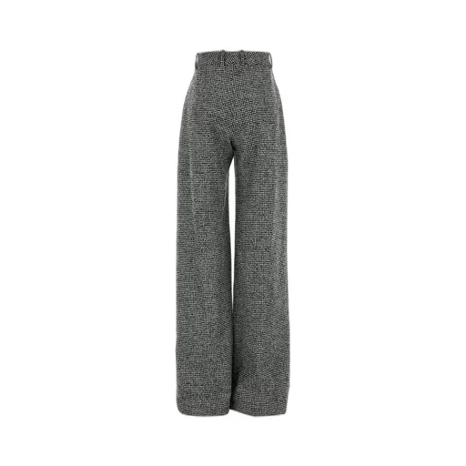 Houndstooth Wide-Leg Pants