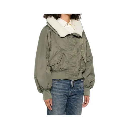 Logo Embroidered Hooded Bomber Jacket