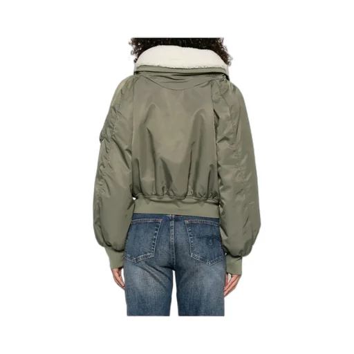 Logo Embroidered Hooded Bomber Jacket