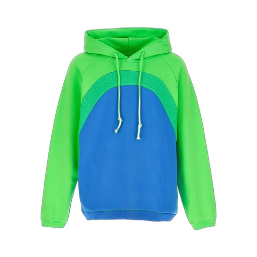 Rainbow Knit-Panelled Drawstring Hoodie