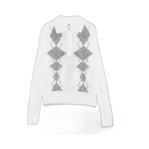 Diamond-Pattern Polo Top