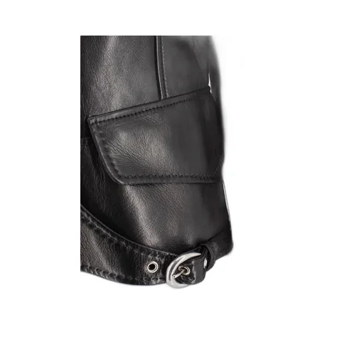 Shearling-Collar Leather Jacket
