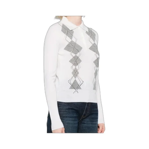 Diamond-Pattern Polo Top