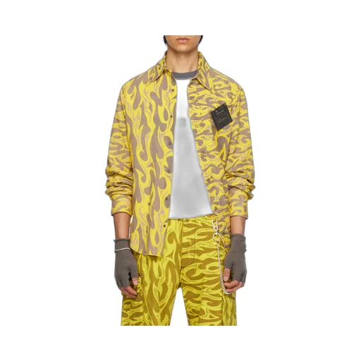 Flame-Print Canvas Shirt