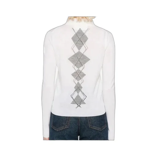 Diamond-Pattern Polo Top