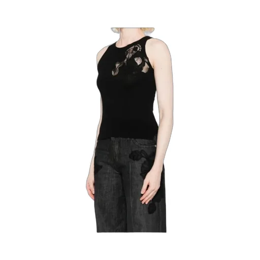Floral-Embroidery Sleeveless Vest