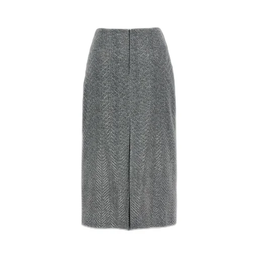 Herringbone Patterned Midi Skirt
