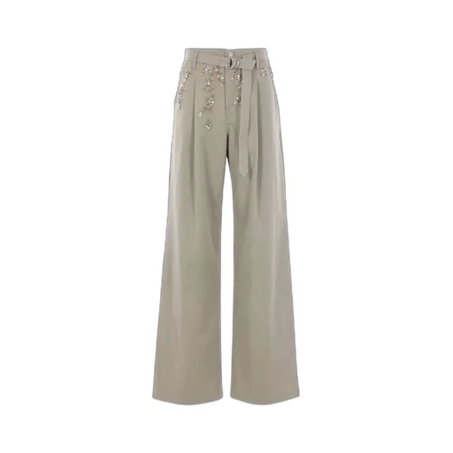 Wide-Leg Embellished Trousers