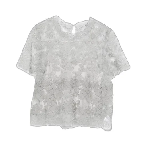 Lace-Trimmed Short-Sleeved Top