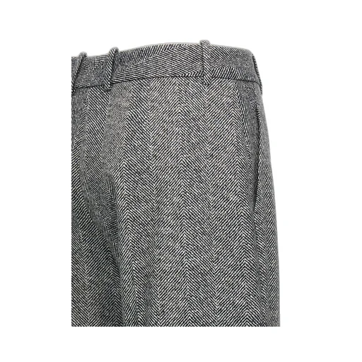 Wide Leg Herringbone Trousers