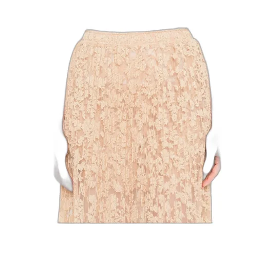 Pleated Floral-Lace Skirt
