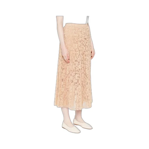 Pleated Floral-Lace Skirt