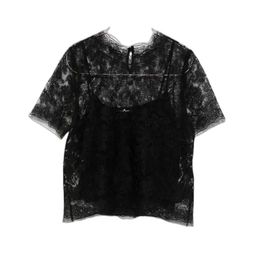 Floral-Lace Short-Sleeve Top