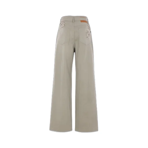 Wide-Leg Embellished Trousers