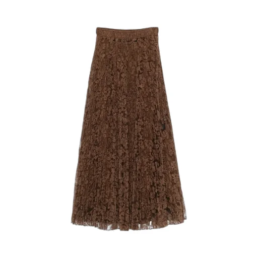 Pleated Lace Midi Skirt