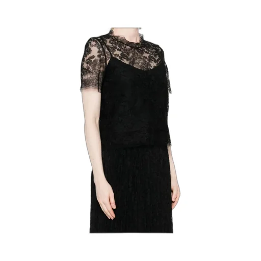 Floral-Lace Short-Sleeve Top