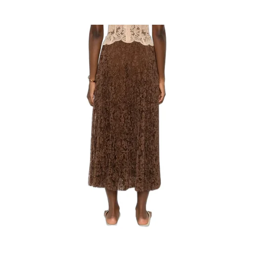 Pleated Lace Midi Skirt