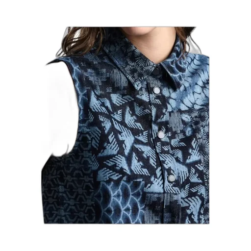 Printed-Tie Denim Shorts