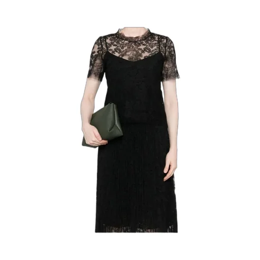 Floral-Lace Short-Sleeve Top