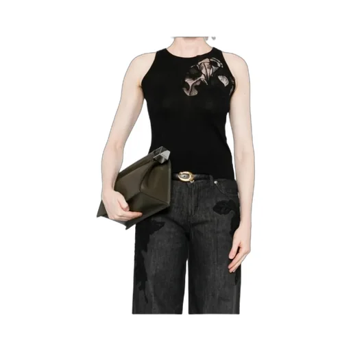 Floral-Embroidery Sleeveless Vest