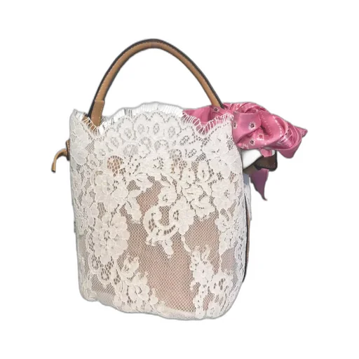 Small Logo-Embroidered Floral-Lace Tote Bag