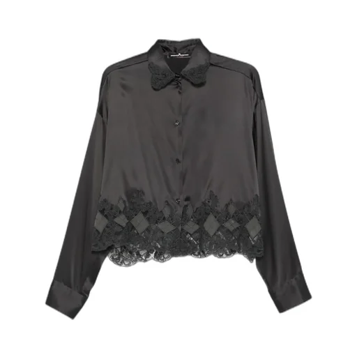 Lace-Trimmed Satin Shirt