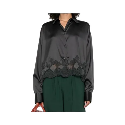 Lace-Trimmed Satin Shirt