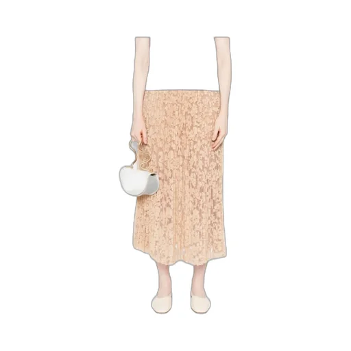 Pleated Floral-Lace Skirt