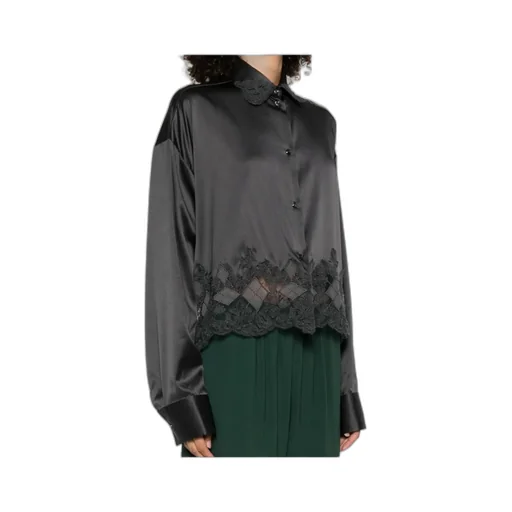 Lace-Trimmed Satin Shirt