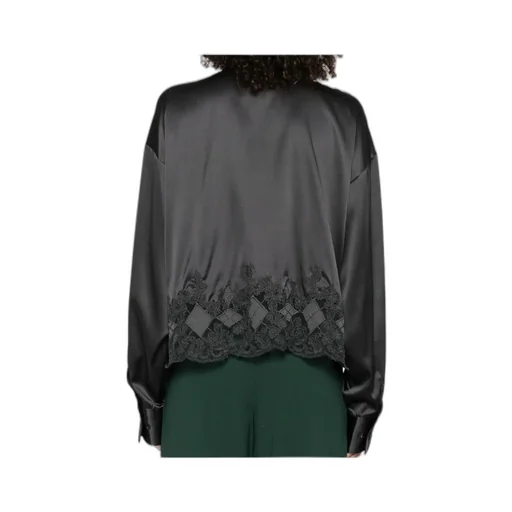 Lace-Trimmed Satin Shirt