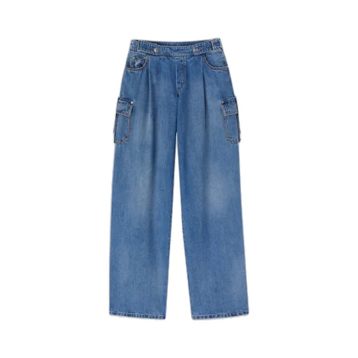 Pleated-Front Cargo Jeans