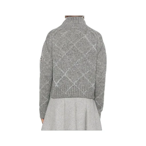 High-Neck Diamond-Pattern Sweater