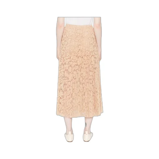 Pleated Floral-Lace Skirt
