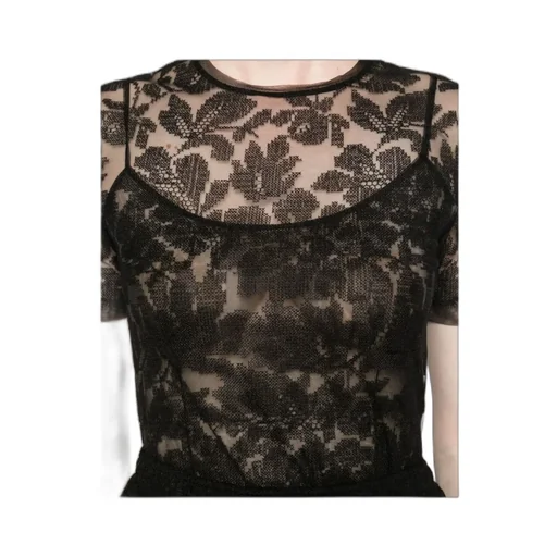 Floral-Lace Mesh Top