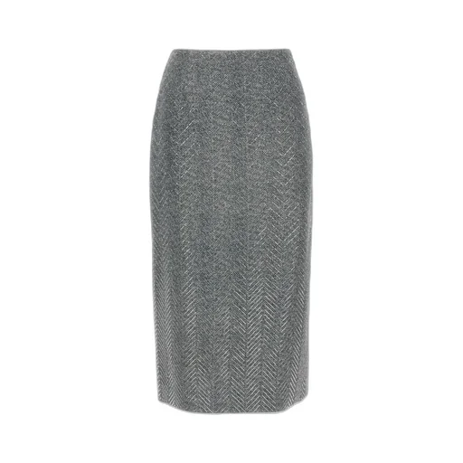Herringbone Patterned Midi Skirt