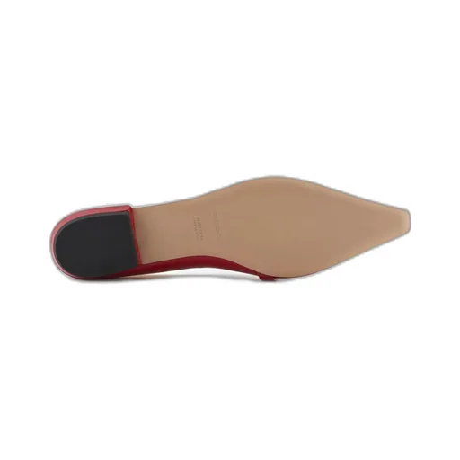 Eagle-Plate Leather Ballerina Shoes