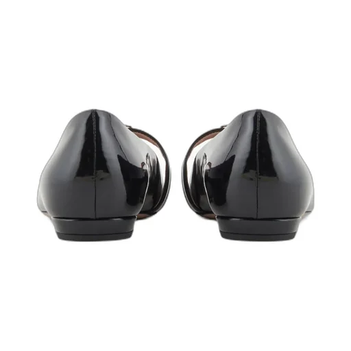 Eagle-Plate Leather Ballerina Shoes