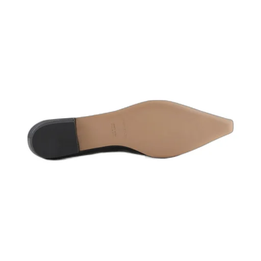 Eagle-Plate Leather Ballerina Shoes