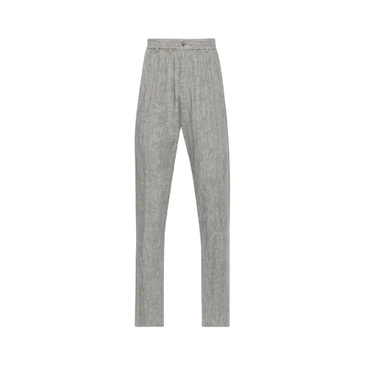 Mid-Rise Tapered Linen Trousers