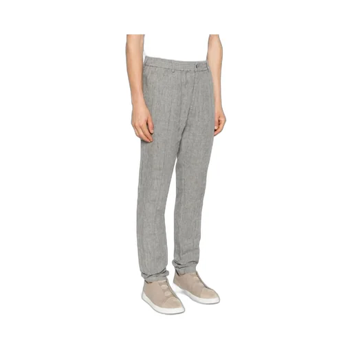 Mid-Rise Tapered Linen Trousers