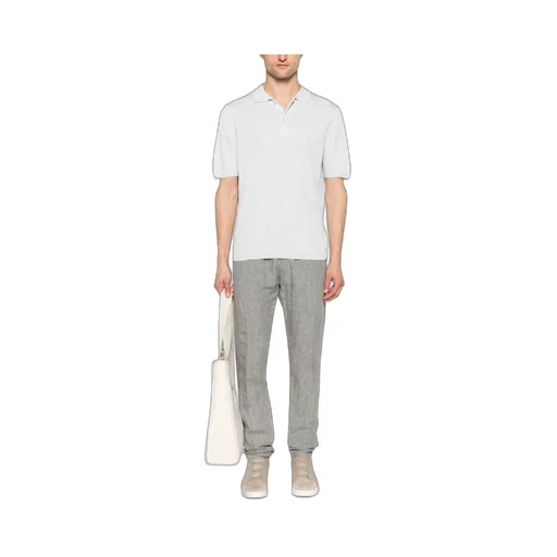 Mid-Rise Tapered Linen Trousers