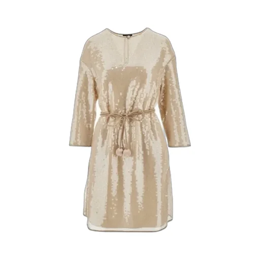 Sequin-Embellished Keyhole Neck Midi Dress